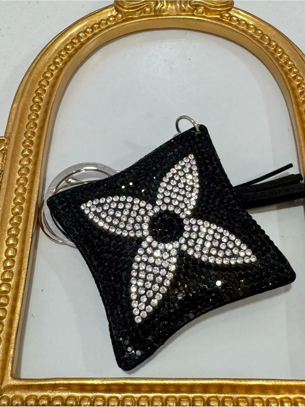 New Black/Silver Flower Motif Keychain/Bag Charm